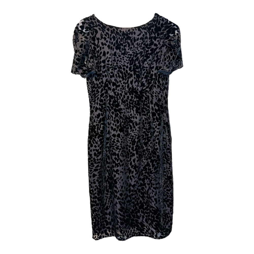 L’AGENCE Black Velvet Leopard Burnout Sheath Cocktail Dress Size 2 - Picture 3 of 9